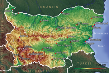 Topografische Karte von Bulgarien