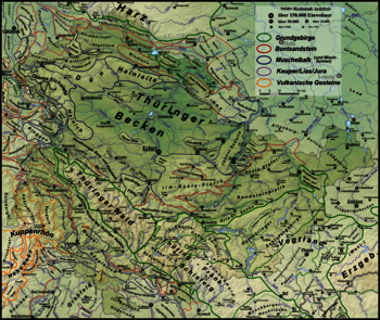 Große Karte Landschaften Thüringen