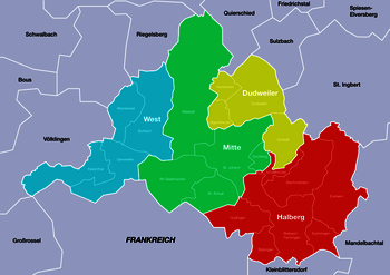 Karte, Aufteilung Saarbrücken