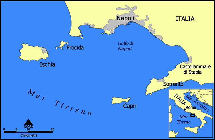 Golf von Neapel mit den Inseln Ischia und Capri