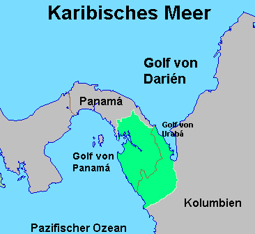 Karte Lage Darien und Golf von Panama