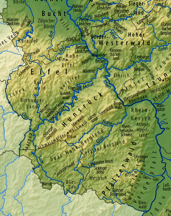 Karte, Landschaften Rheinland-Pfalz
