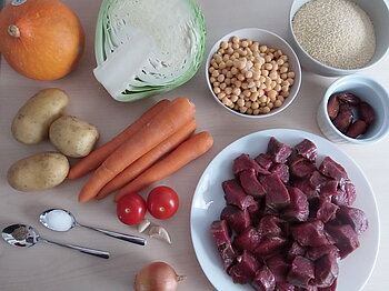 Zutaten für Lammfleisch mit Couscous