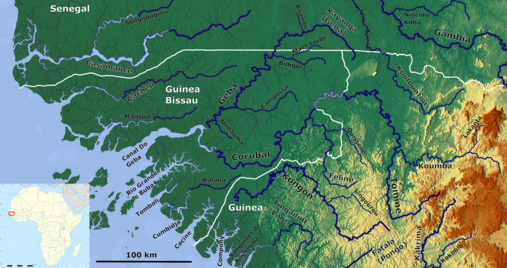 Karte der Flüsse in Guinea-Bissau