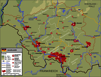 Karte, Städte in Saarbrücken