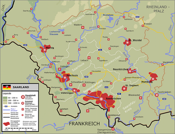 Karte, Städte in Saarbrücken