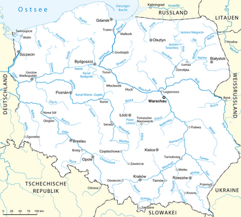 Flüsse in Polen auf der Karte