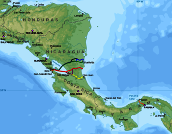 Verlauf Nicaragua-Kanal
