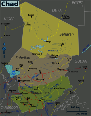 Karte der Regionen im Tschad