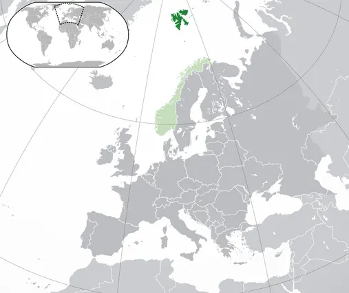 Lage von Spitzbergen und Norwegen