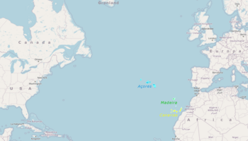 Lage der portugiesischen Inseln im Atlantik
