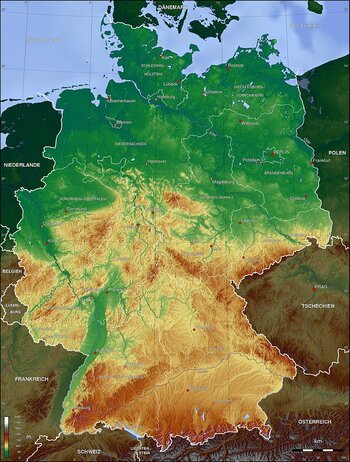 Topografische Karte von Deutschland