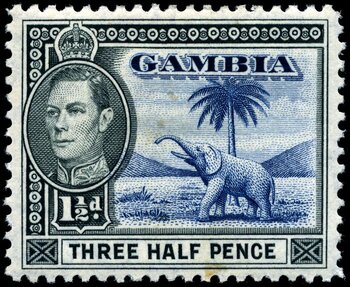 Briefmarke der Kolonie Gambia von 1944