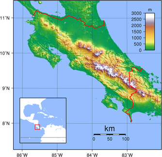 Costa Rica topografisch