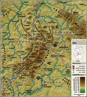 Topographische Karte der Rhön
