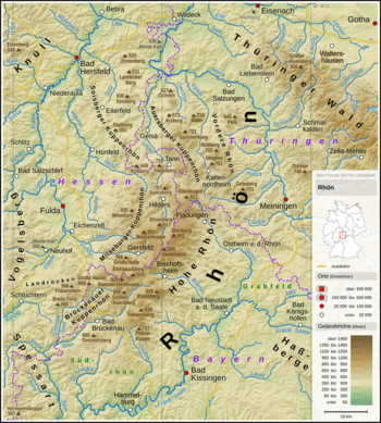 Topographische Karte der Rhön