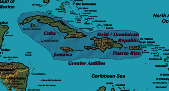 Karte der Großen Antillen