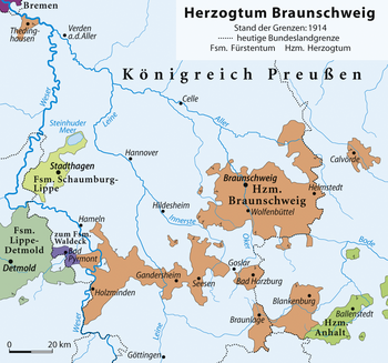Karte Herzogtum Braunschweig