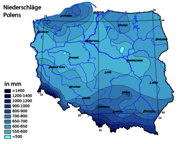 Niederschlagskarte von Polen
