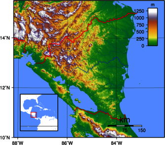 Topographische Karte von Nicaragua