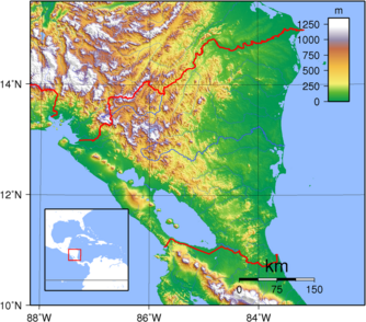 Topographische Karte von Nicaragua