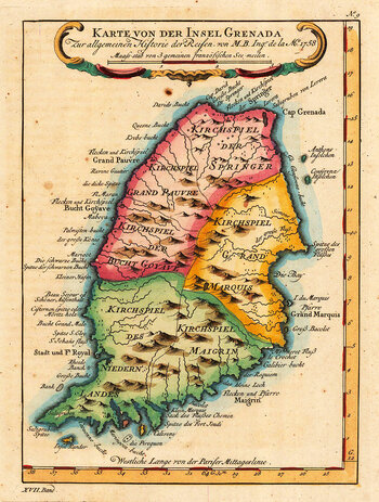 Historische Karte Grenadas von 1758