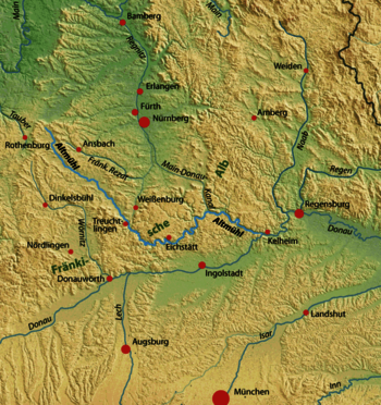 Verlauf Altmühl - Karte