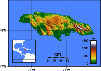 Topografische Karte von Jamaika