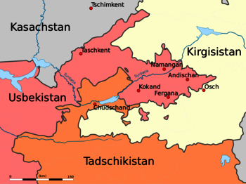 Politische Karte des Ferghanatals