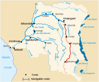 Karte vom Fluss Kongo