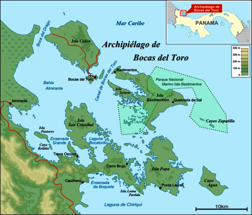 Karte der Islas Bocas del Toro
