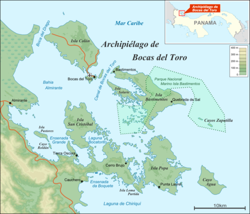 Karte der Islas Bocas del Toro