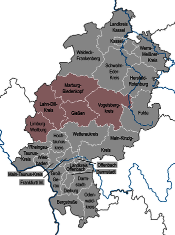 Karte, Regierungsbezirk Gießen