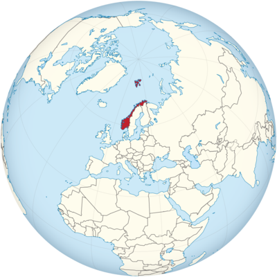 Norwegen auf Globus