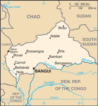 Karte der Zentralafrikanischen Republik