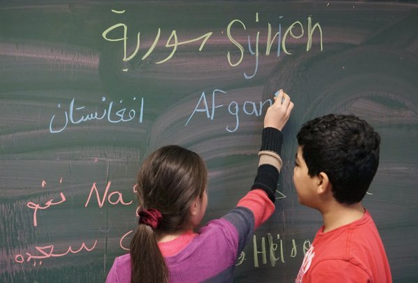 Flüchtlingskinder in einer Schule in Berlin