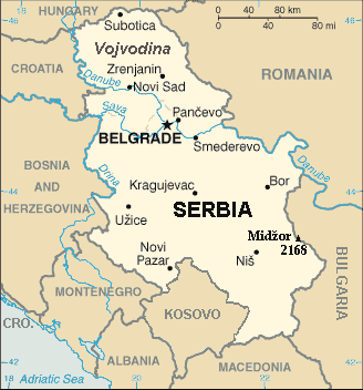Karte von Serbien