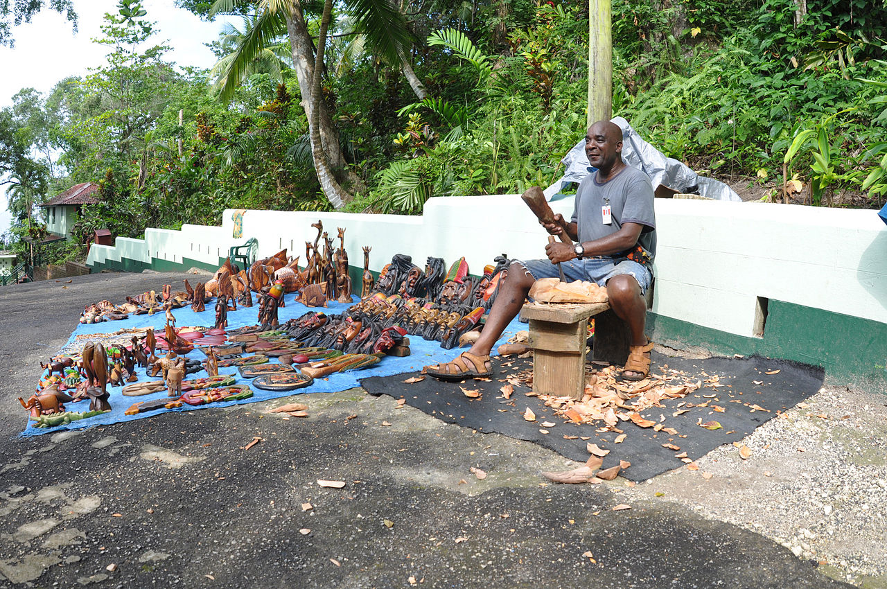 Kunsthandwerker bei Dunn's River, Jamaika